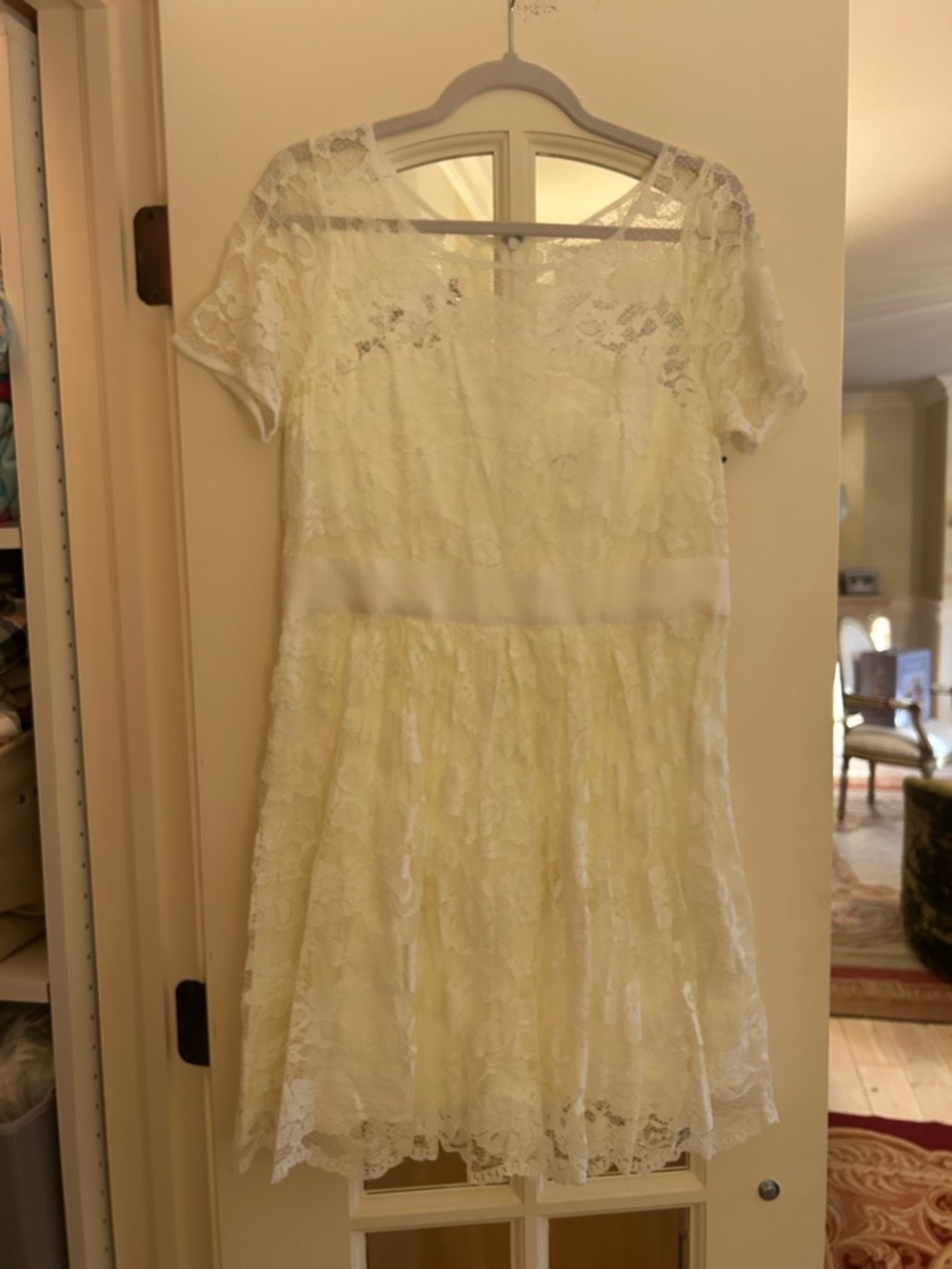 BB Dakota Cream Lace Dress with Short Sleeves